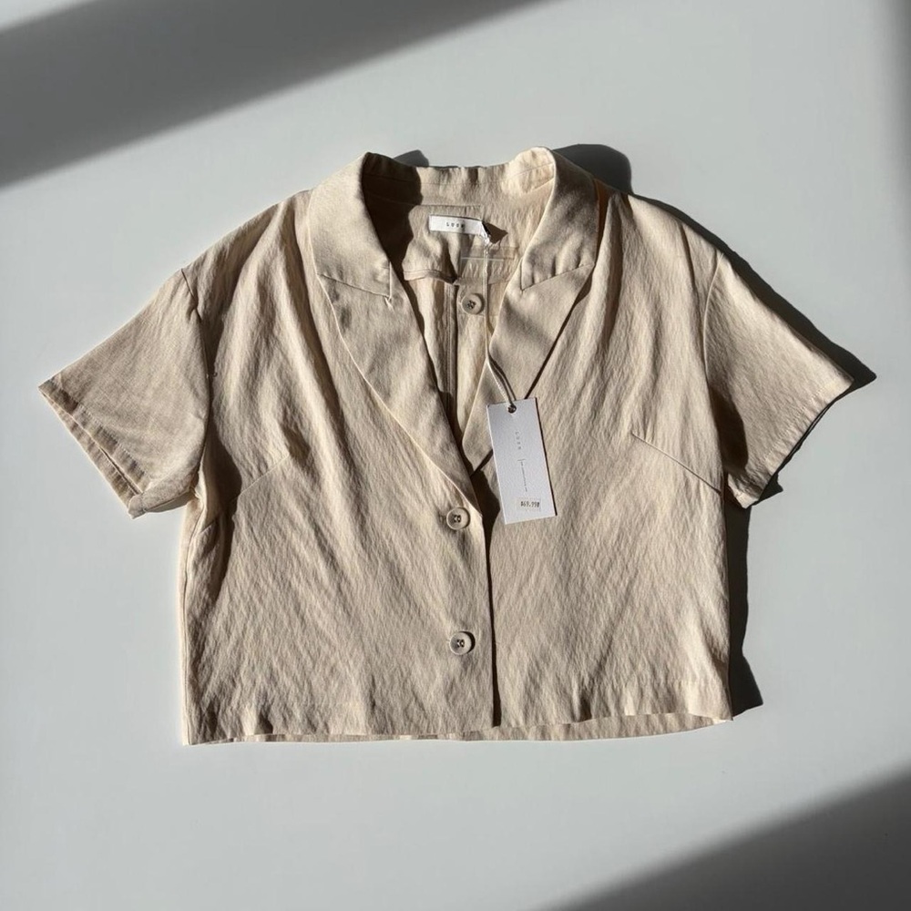 Lush Cropped Button-Down Shirt